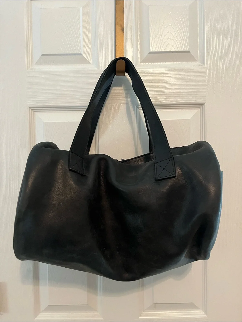 🖤 Parker Clay Black Leather Barrel Duffel Bag